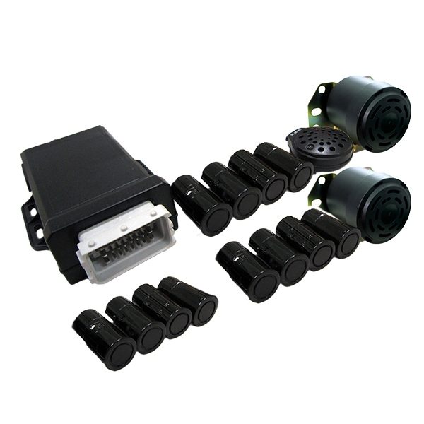 Durite 0-870-45 – 12 Sensor Blind Spot Detection System With Driver Buzzer, Left Turn & Reversing Speakers – 12/24V