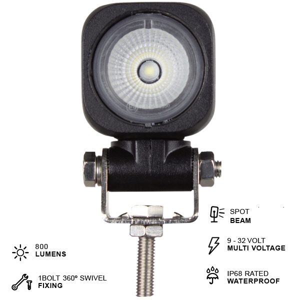 Guardian Automotive WL97 1x 10W Square Compact Cree LED Spot Work Lamp 800 Lumens