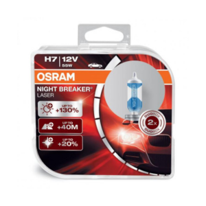 OSRAM 12V 55W 447NBL H7 Pair Night Breaker Laser 130% Brighter Bulb Set 